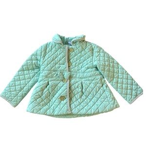 Green Quilted Jacket 3T Lined Buttons